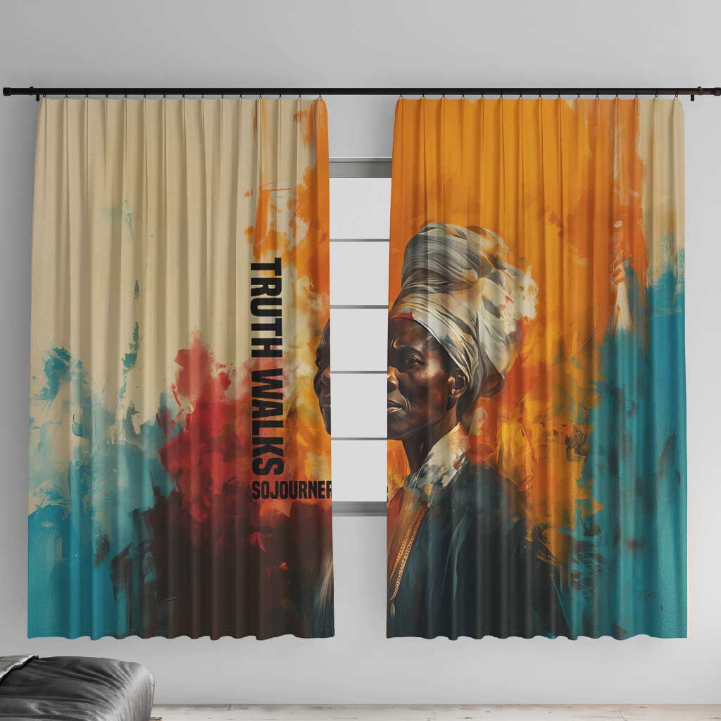 Sojourner Truth Window Curtain Truth Walks - Bold Portrait and Empowerment Design - African Pride