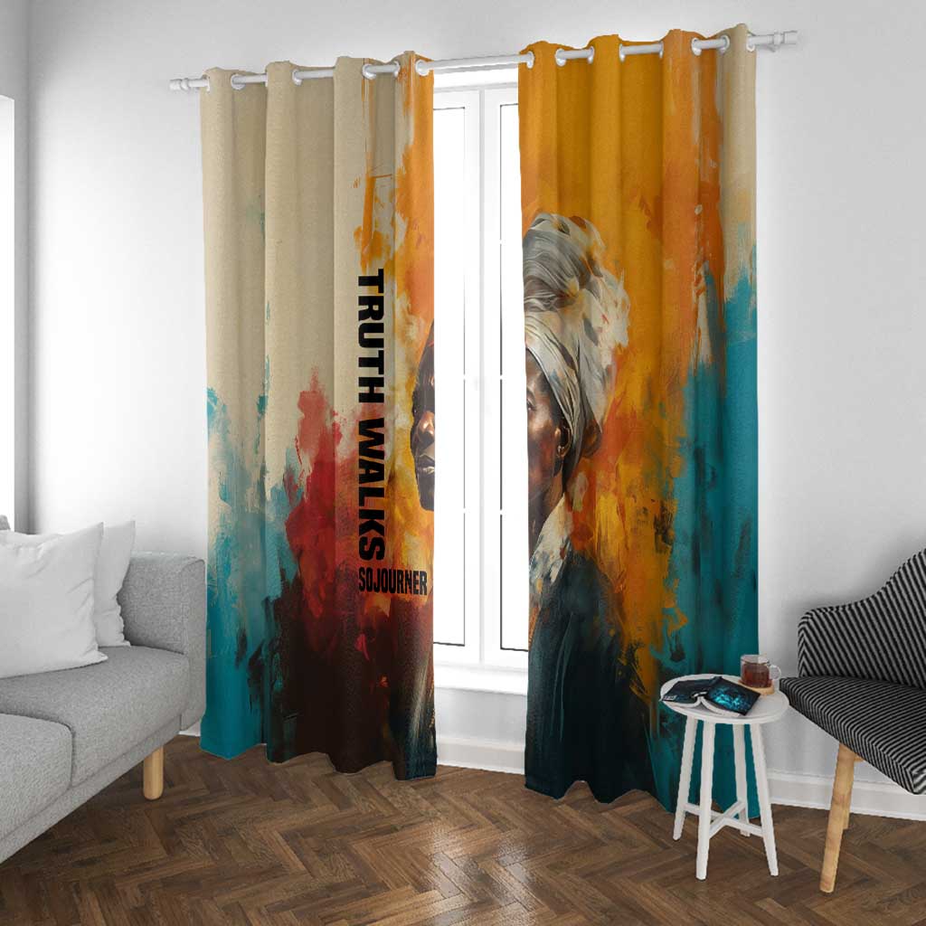 Sojourner Truth Window Curtain Truth Walks - Bold Portrait and Empowerment Design - African Pride