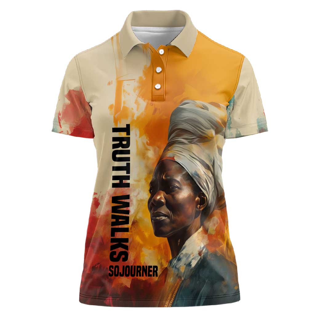 Sojourner Truth Women Polo Shirt Truth Walks - Bold Portrait and Empowerment Design TS04