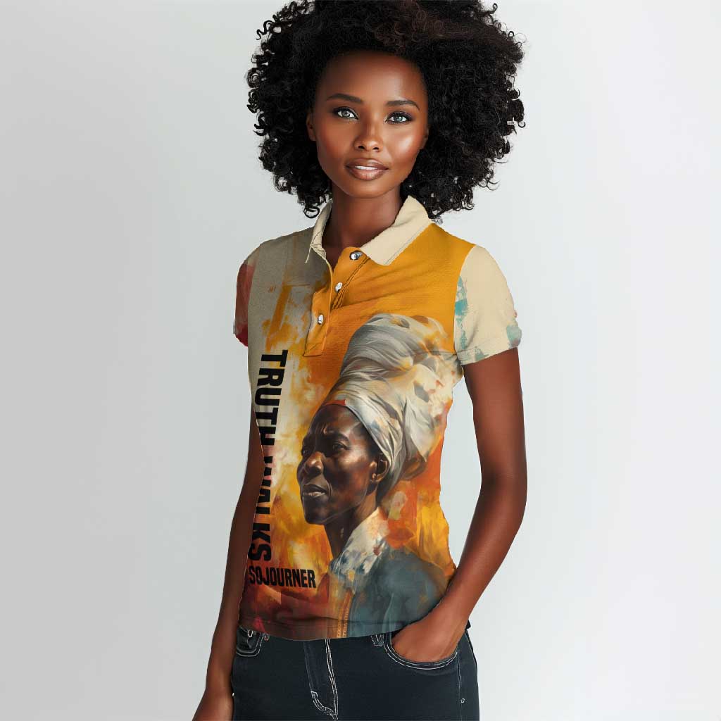 Sojourner Truth Women Polo Shirt Truth Walks - Bold Portrait and Empowerment Design TS04