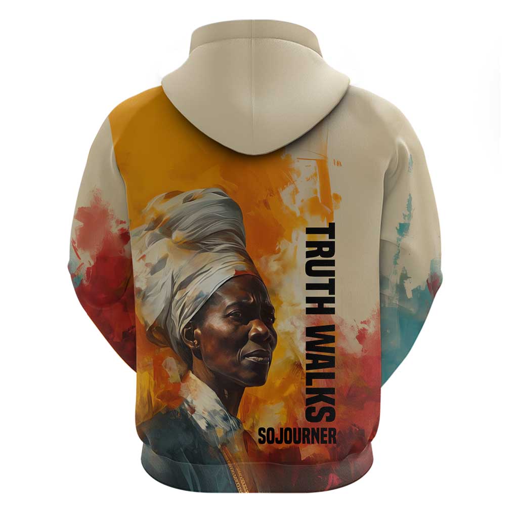 Sojourner Truth Zip Hoodie Truth Walks - Bold Portrait and Empowerment Design - African Pride