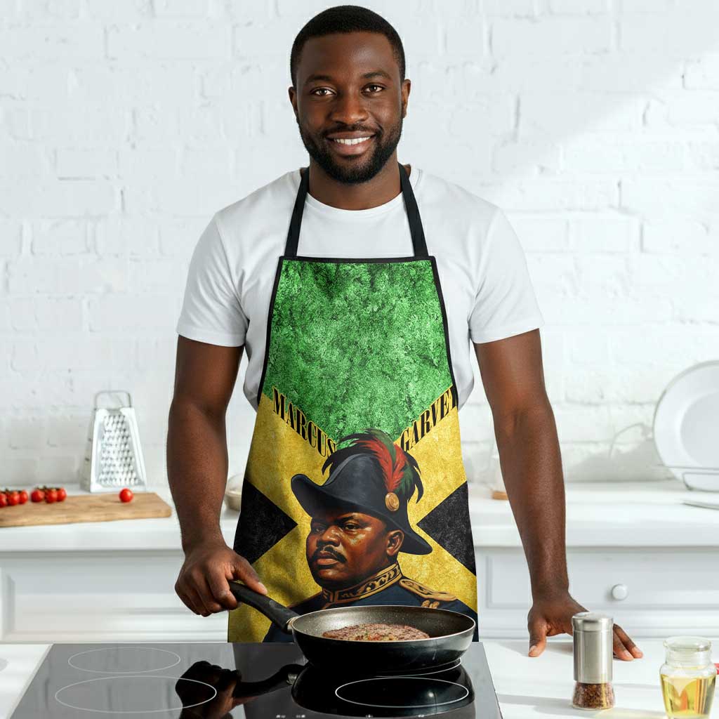 Marcus Garvey Apron Jamaican Flag Theme African Fist Civil Rights Symbol Pan African Tribute Design - African Pride