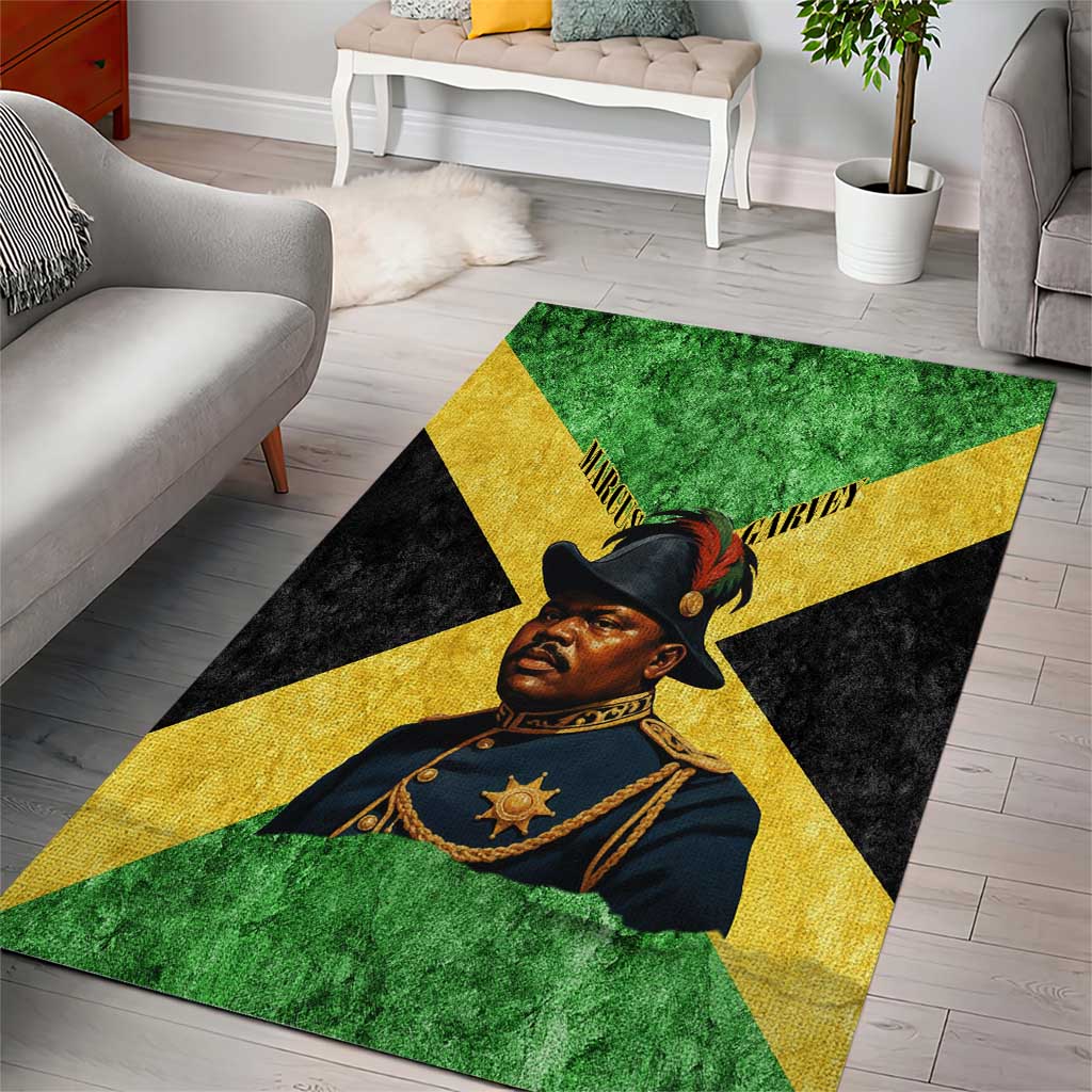Marcus Garvey Area Rug Jamaican Flag Theme African Fist Civil Rights Symbol Pan African Tribute Design - African Pride