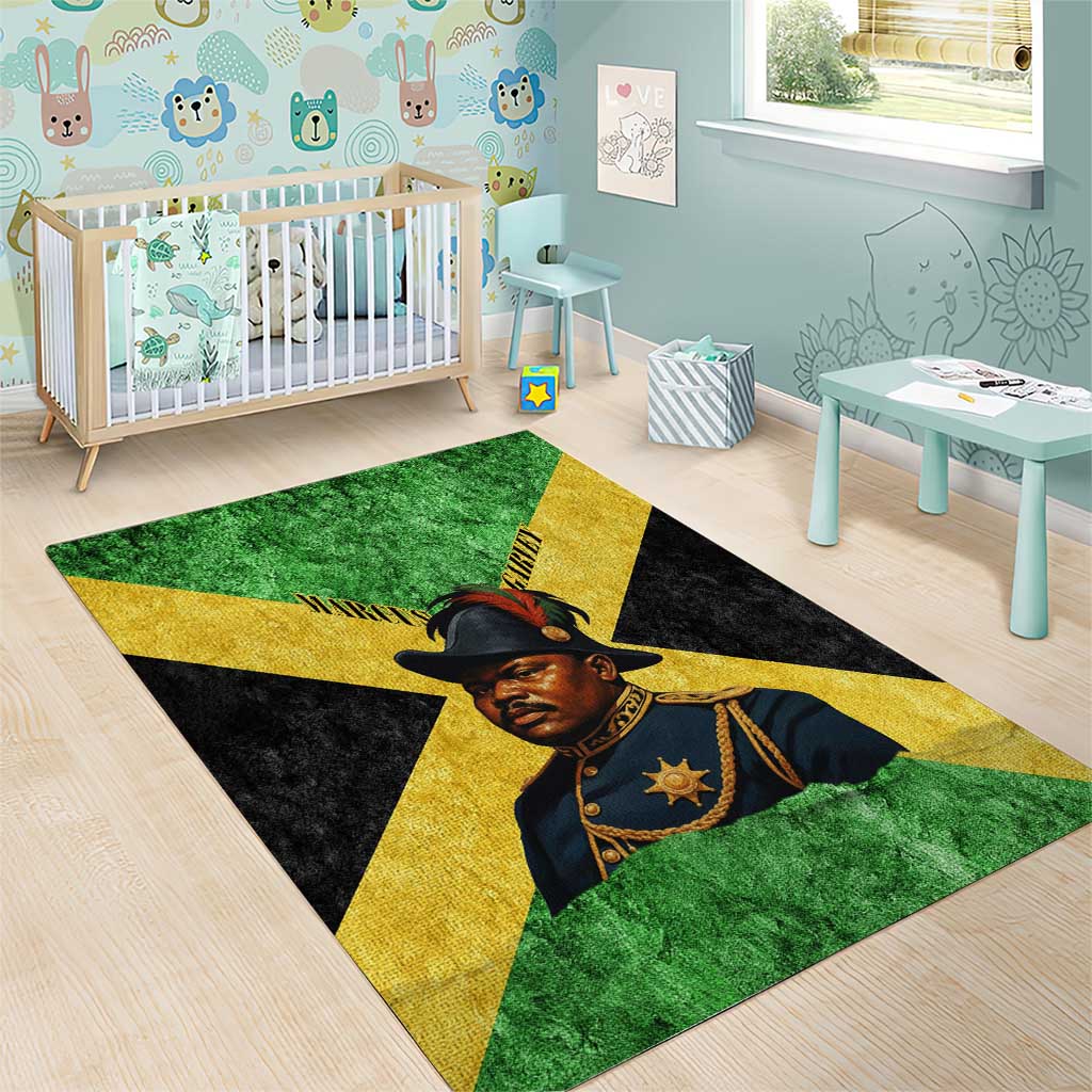 Marcus Garvey Area Rug Jamaican Flag Theme African Fist Civil Rights Symbol Pan African Tribute Design - African Pride