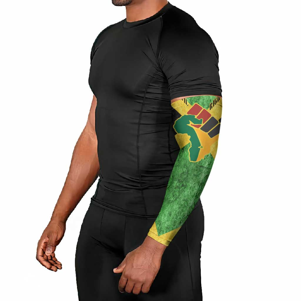 Marcus Garvey Arm Sleeves Jamaican Flag Theme African Fist Civil Rights Symbol Pan African Tribute Design - African Pride