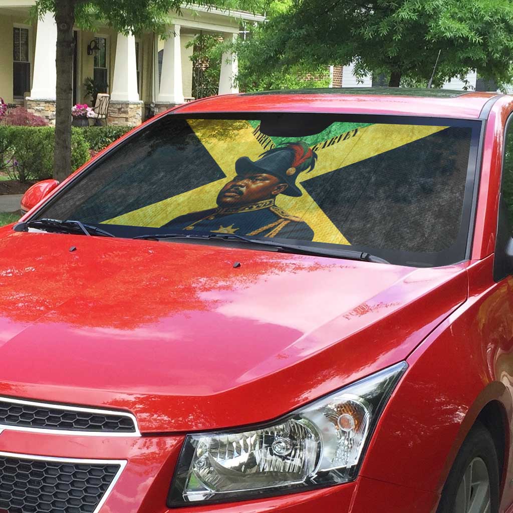Marcus Garvey Auto Sun Shade Jamaican Flag Theme African Fist Civil Rights Symbol Pan African Tribute Design - African Pride