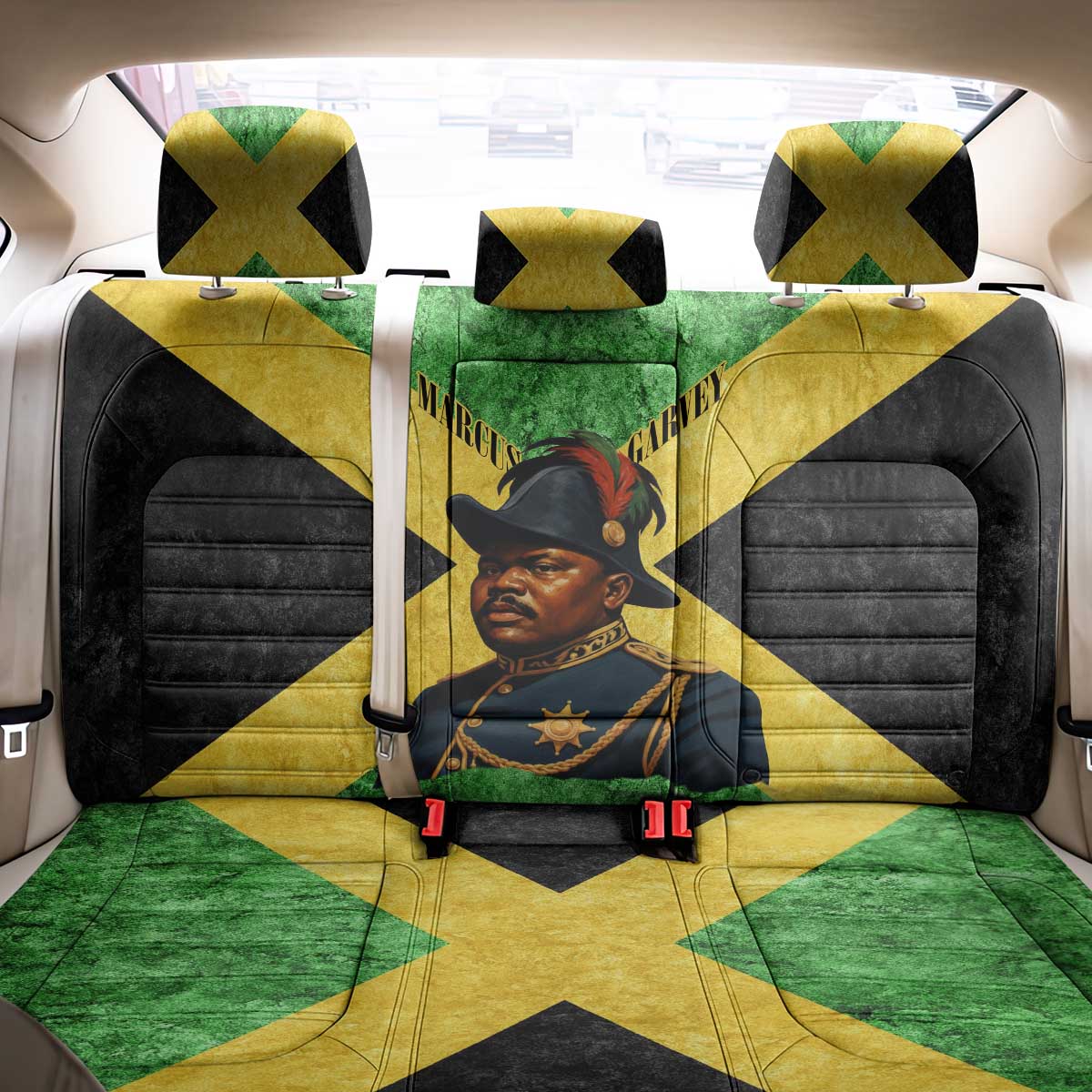 Marcus Garvey Back Car Seat Cover Jamaican Flag Theme African Fist Civil Rights Symbol Pan African Tribute Design - African Pride
