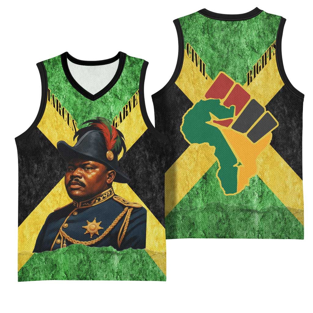 Marcus Garvey Basketball Jersey Jamaican Flag Theme African Fist Civil Rights Symbol Pan African Tribute Design - African Pride
