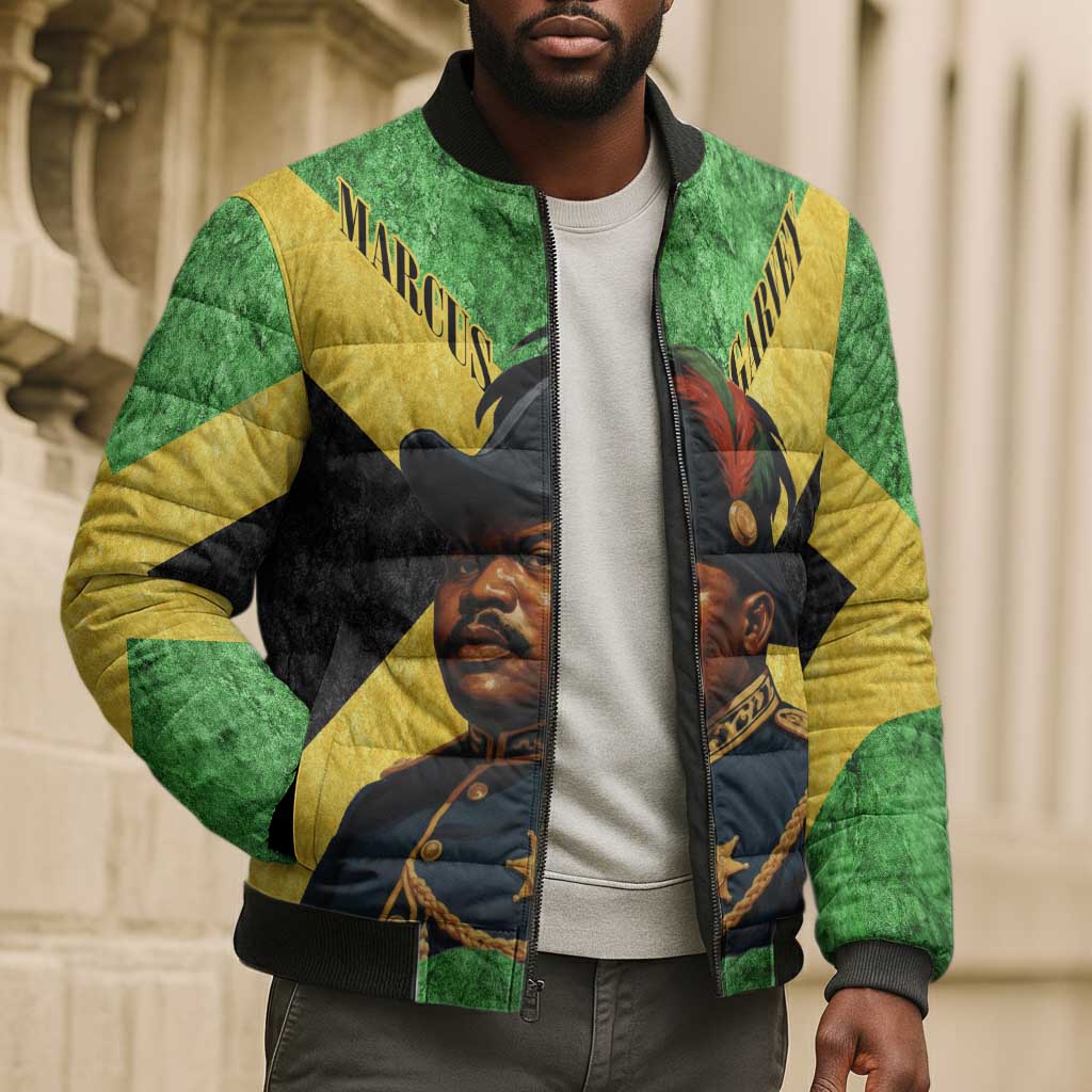 Marcus Garvey Bomber Puffer Jacket Jamaican Flag Theme African Fist Civil Rights Symbol Pan African Tribute Design - African Pride