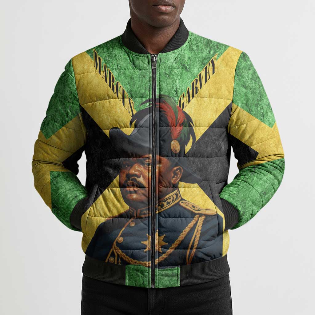 Marcus Garvey Bomber Puffer Jacket Jamaican Flag Theme African Fist Civil Rights Symbol Pan African Tribute Design - African Pride