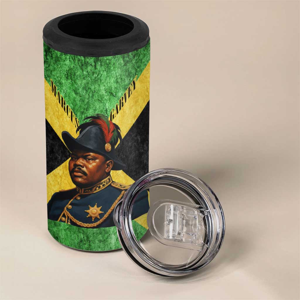 Marcus Garvey 4 in 1 Can Cooler Tumbler Jamaican Flag Theme African Fist Civil Rights Symbol Pan African Tribute Design - African Pride