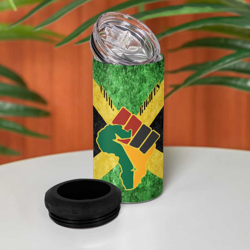 Marcus Garvey 4 in 1 Can Cooler Tumbler Jamaican Flag Theme African Fist Civil Rights Symbol Pan African Tribute Design - African Pride