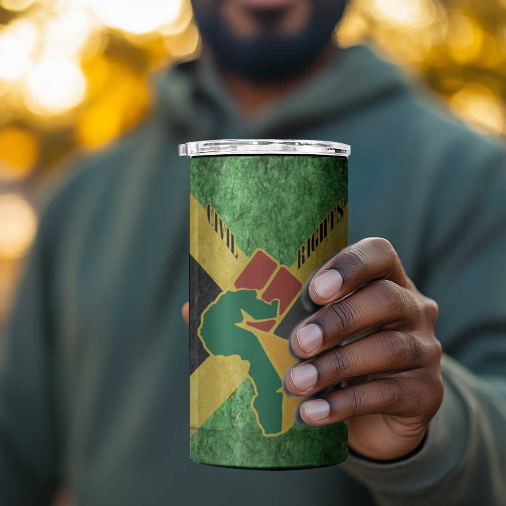 Marcus Garvey 4 in 1 Can Cooler Tumbler Jamaican Flag Theme African Fist Civil Rights Symbol Pan African Tribute Design - African Pride