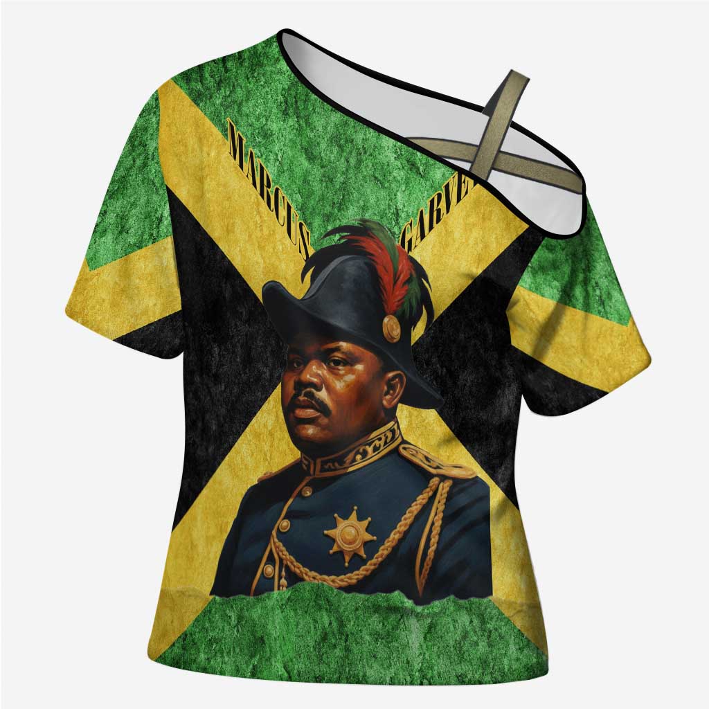 Marcus Garvey Cross Shoulder Shirt Jamaican Flag Theme African Fist Civil Rights Symbol Pan African Tribute Design - African Pride