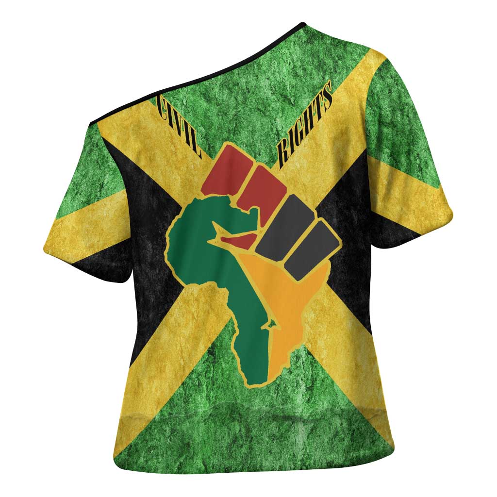 Marcus Garvey Cross Shoulder Shirt Jamaican Flag Theme African Fist Civil Rights Symbol Pan African Tribute Design - African Pride