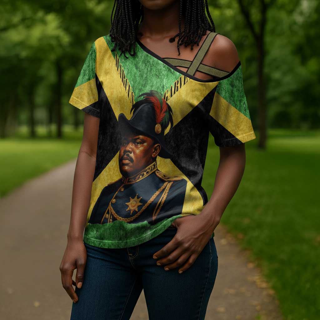 Marcus Garvey Cross Shoulder Shirt Jamaican Flag Theme African Fist Civil Rights Symbol Pan African Tribute Design - African Pride