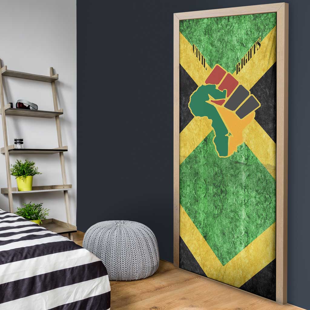 Marcus Garvey Door Cover Jamaican Flag Theme African Fist Civil Rights Symbol Pan African Tribute Design - African Pride