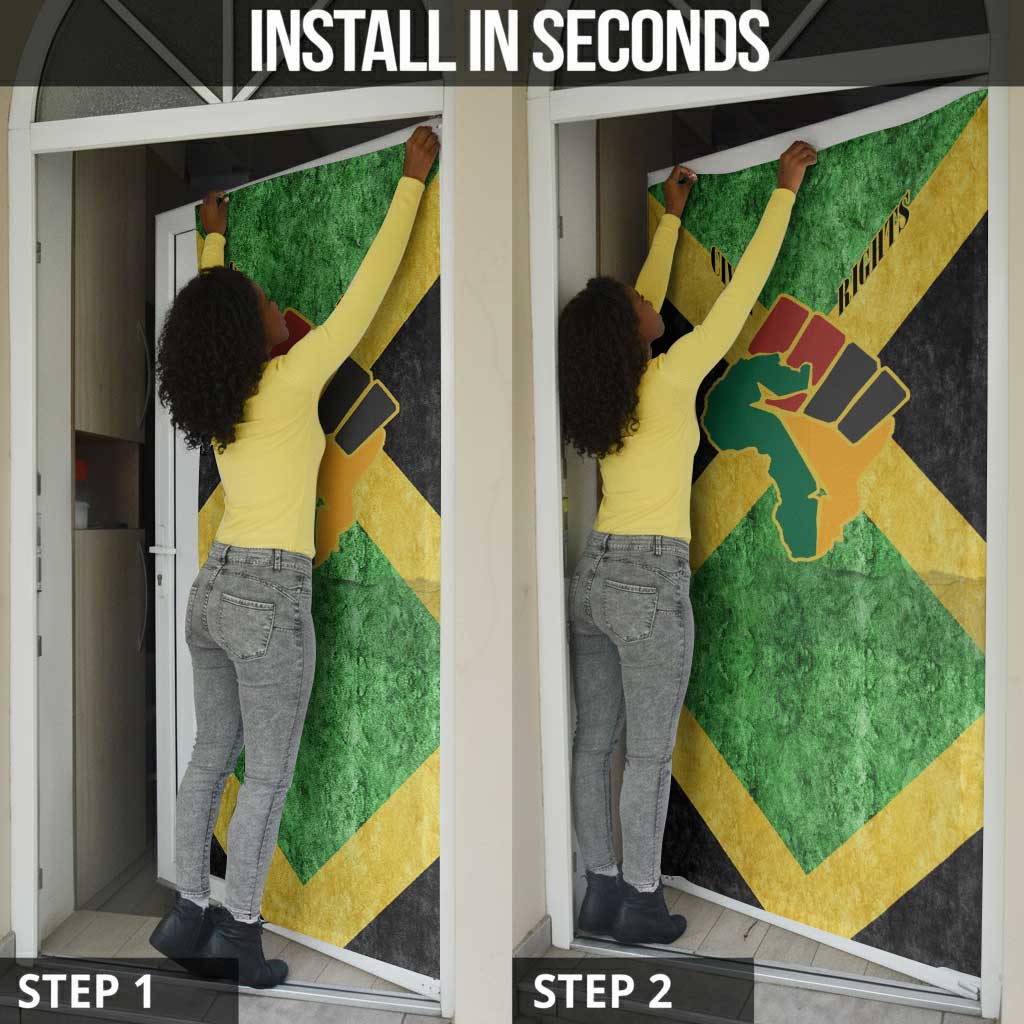 Marcus Garvey Door Cover Jamaican Flag Theme African Fist Civil Rights Symbol Pan African Tribute Design - African Pride