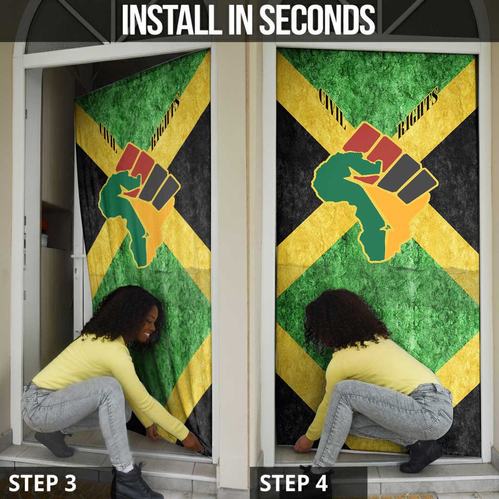 Marcus Garvey Door Cover Jamaican Flag Theme African Fist Civil Rights Symbol Pan African Tribute Design - African Pride