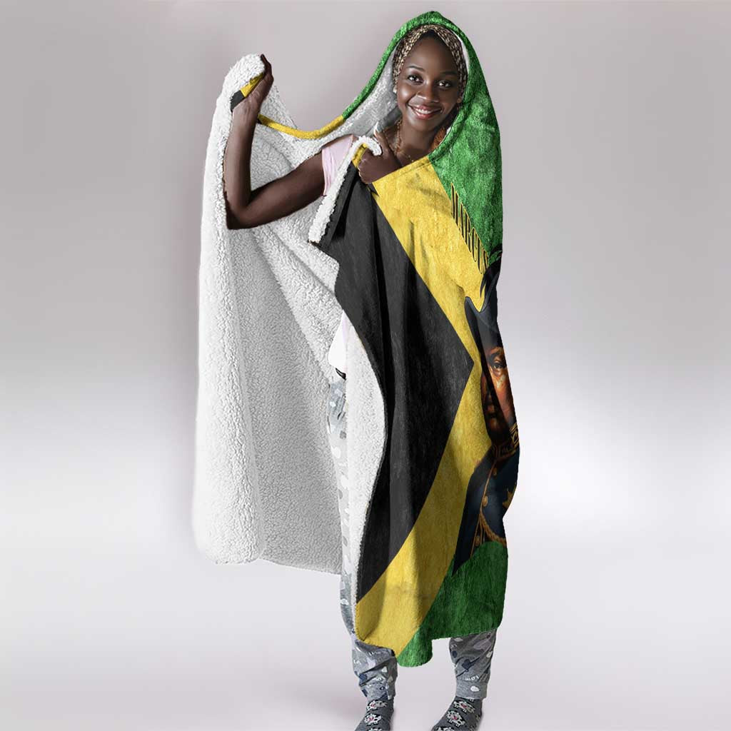 Marcus Garvey Hooded Blanket Jamaican Flag Theme African Fist Civil Rights Symbol Pan African Tribute Design - African Pride