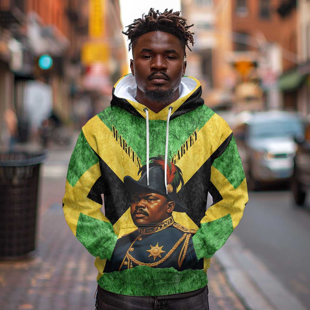 Marcus Garvey Hoodie Jamaican Flag Theme African Fist Civil Rights Symbol Pan African Tribute Design - African Pride