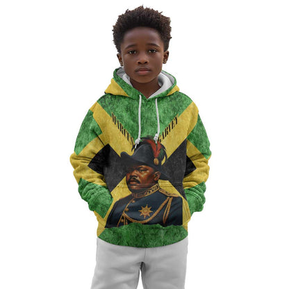 Marcus Garvey Kid Hoodie Jamaican Flag Theme African Fist Civil Rights Symbol Pan African Tribute Design - African Pride