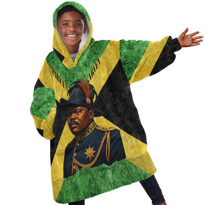 Marcus Garvey Kid Wearable Blanket Hoodie Jamaican Flag Theme African Fist Civil Rights Symbol Pan African Tribute Design - African Pride