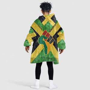 Marcus Garvey Kid Wearable Blanket Hoodie Jamaican Flag Theme African Fist Civil Rights Symbol Pan African Tribute Design - African Pride