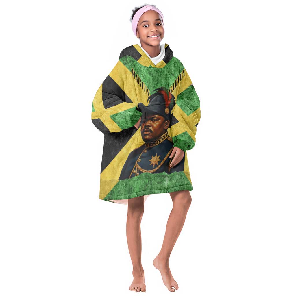 Marcus Garvey Kid Wearable Blanket Hoodie Jamaican Flag Theme African Fist Civil Rights Symbol Pan African Tribute Design - African Pride