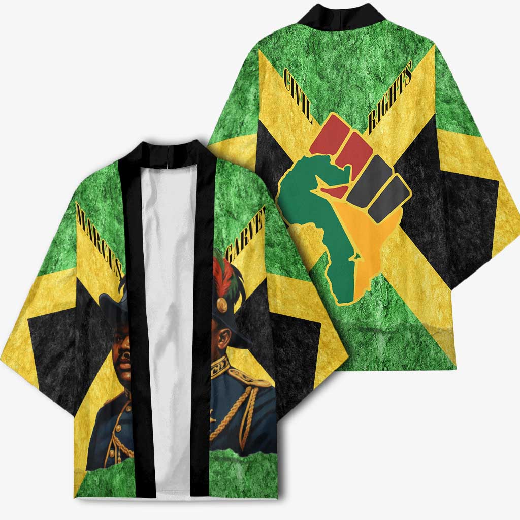 Marcus Garvey Kimono Jamaican Flag Theme African Fist Civil Rights Symbol Pan African Tribute Design - African Pride