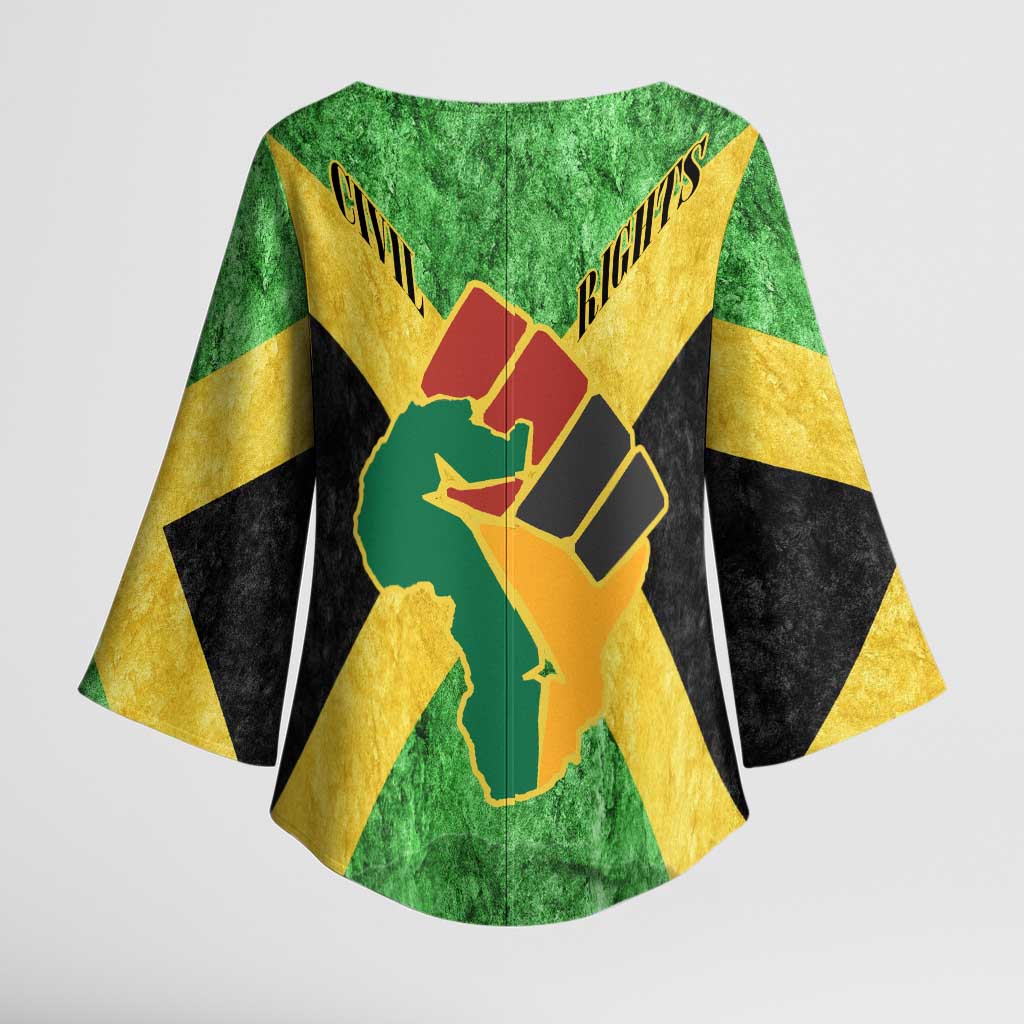Marcus Garvey Kimono Sleeve Blouse Jamaican Flag Theme African Fist Civil Rights Symbol Pan African Tribute Design - African Pride