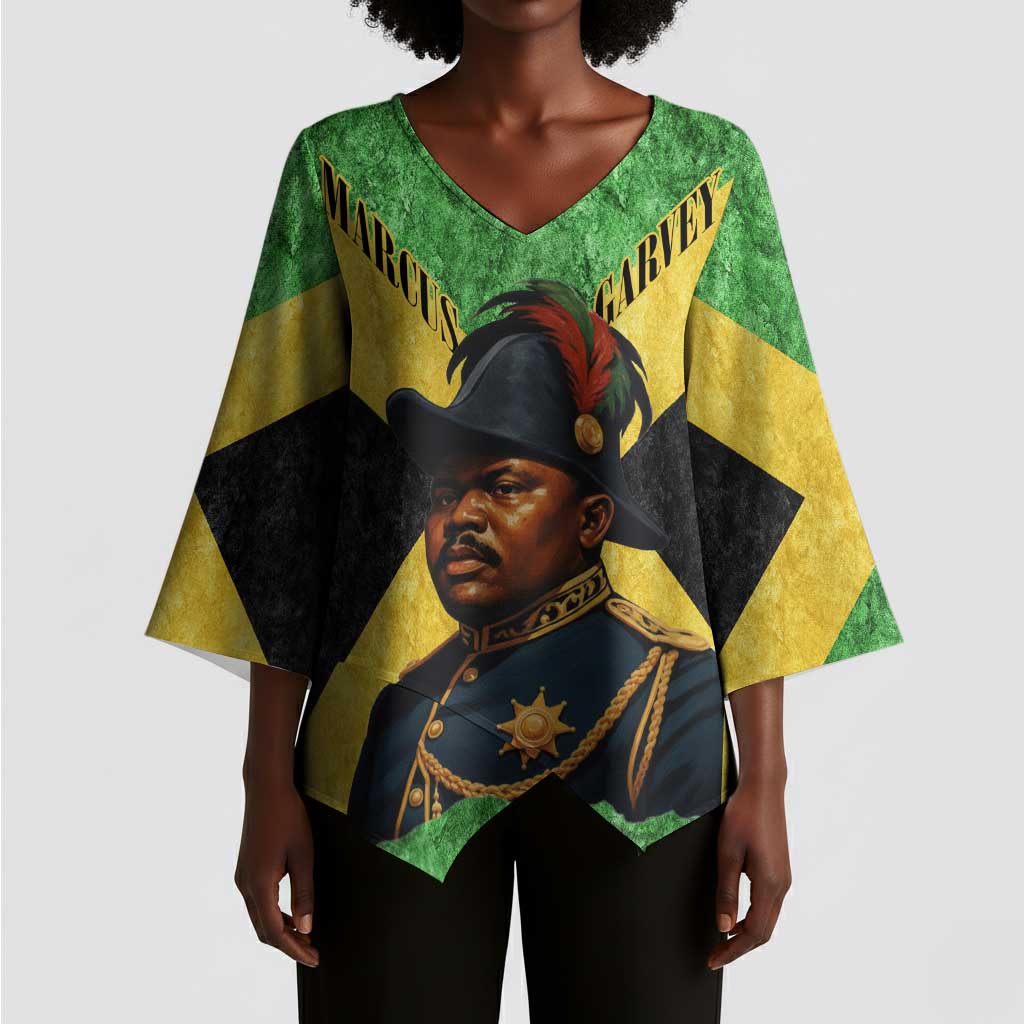 Marcus Garvey Kimono Sleeve Blouse Jamaican Flag Theme African Fist Civil Rights Symbol Pan African Tribute Design - African Pride