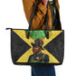Marcus Garvey Leather Tote Bag Jamaican Flag Theme African Fist Civil Rights Symbol Pan African Tribute Design - African Pride