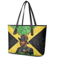 Marcus Garvey Leather Tote Bag Jamaican Flag Theme African Fist Civil Rights Symbol Pan African Tribute Design - African Pride