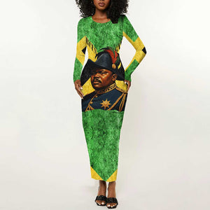 Marcus Garvey Long Sleeve Bodycon Dress Jamaican Flag Theme African Fist Civil Rights Symbol Pan African Tribute Design - African Pride