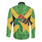 Marcus Garvey Long Sleeve Button Shirt Jamaican Flag Theme African Fist Civil Rights Symbol Pan African Tribute Design - African Pride