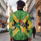 Marcus Garvey Long Sleeve Button Shirt Jamaican Flag Theme African Fist Civil Rights Symbol Pan African Tribute Design - African Pride