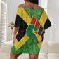 Marcus Garvey Off Shoulder Short Dress Jamaican Flag Theme African Fist Civil Rights Symbol Pan African Tribute Design - African Pride