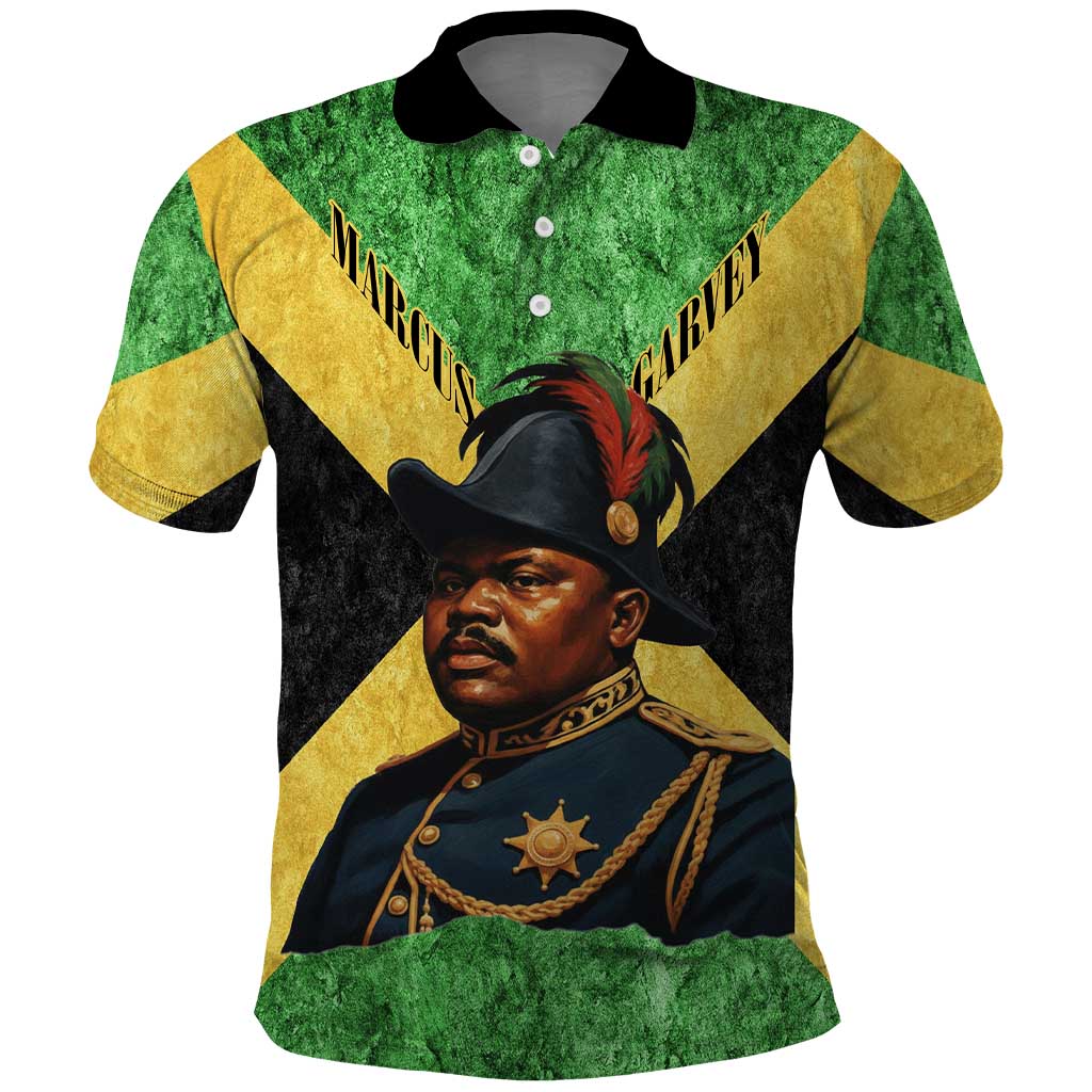 Marcus Garvey Polo Shirt Jamaican Flag Theme African Fist Civil Rights Symbol Pan African Tribute Design TS04