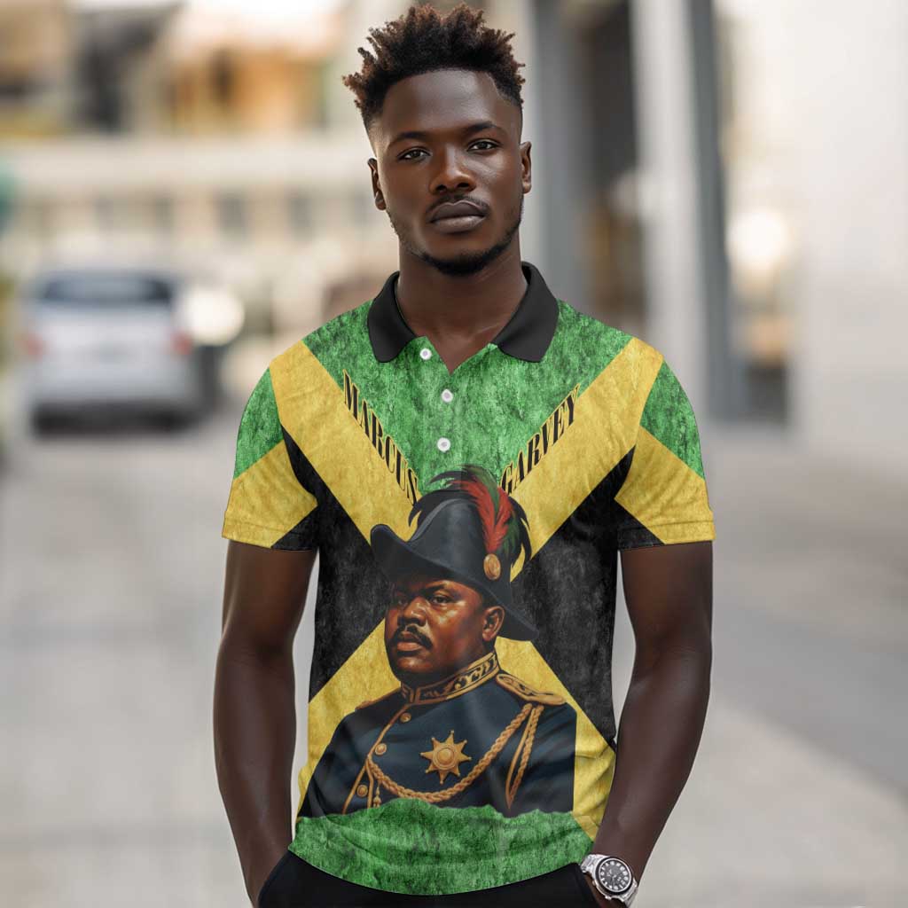 Marcus Garvey Polo Shirt Jamaican Flag Theme African Fist Civil Rights Symbol Pan African Tribute Design TS04