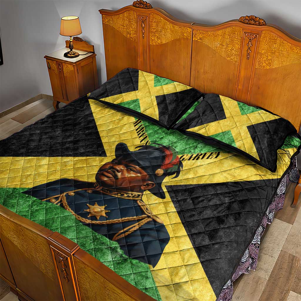 Marcus Garvey Quilt Bed Set Jamaican Flag Theme African Fist Civil Rights Symbol Pan African Tribute Design - African Pride