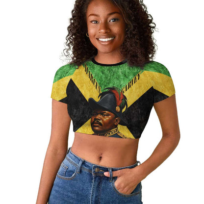 Marcus Garvey Raglan Cropped T shirt Jamaican Flag Theme African Fist Civil Rights Symbol Pan African Tribute Design TS04