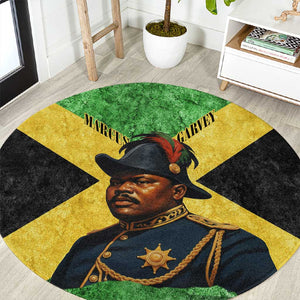 Marcus Garvey Round Carpet Jamaican Flag Theme African Fist Civil Rights Symbol Pan African Tribute Design - African Pride