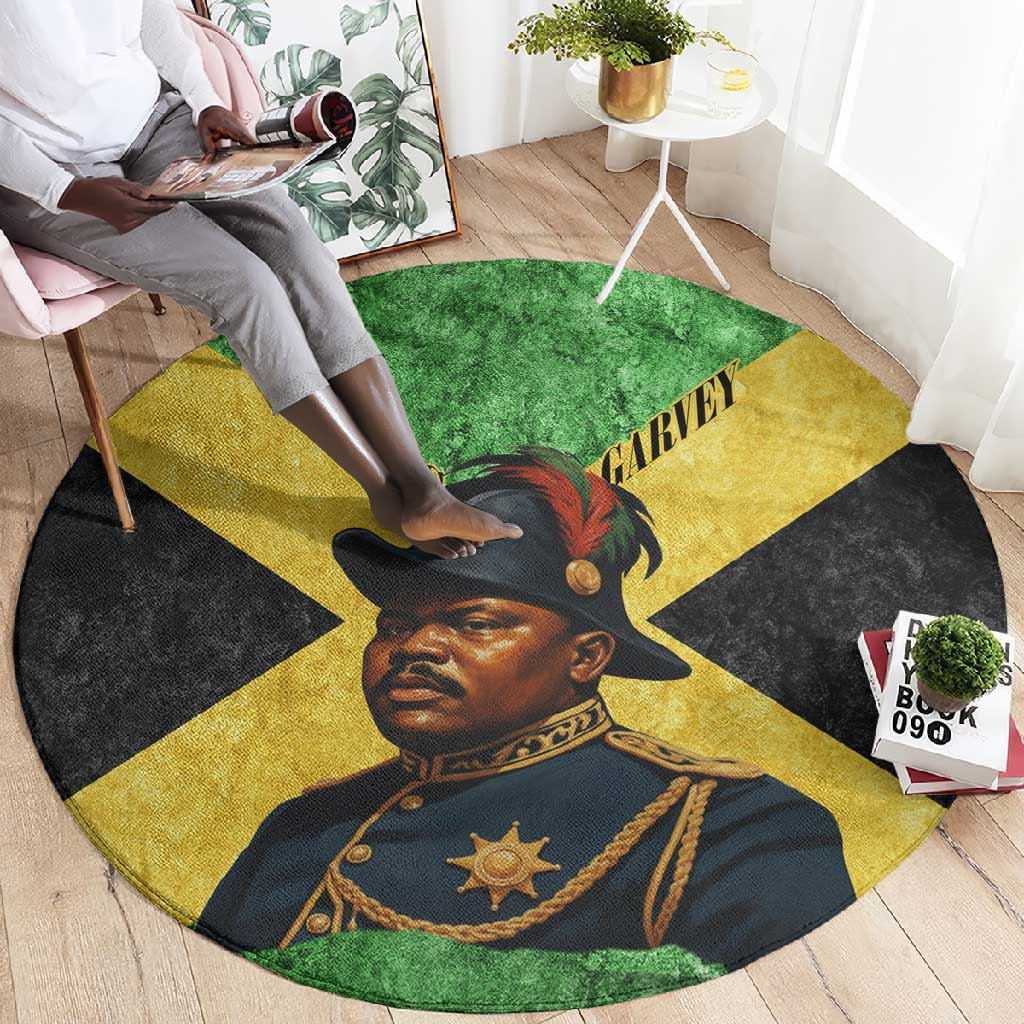 Marcus Garvey Round Carpet Jamaican Flag Theme African Fist Civil Rights Symbol Pan African Tribute Design - African Pride
