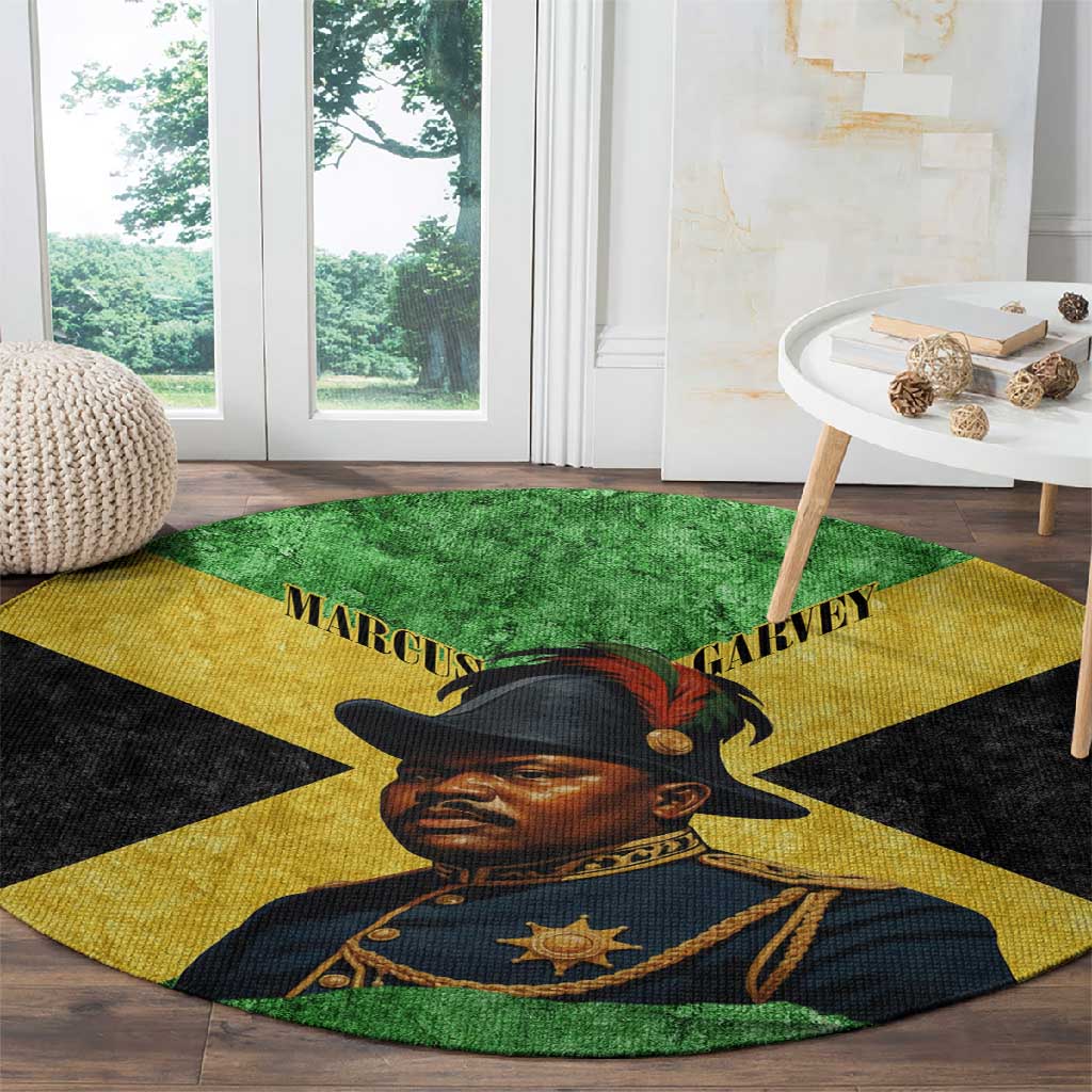 Marcus Garvey Round Carpet Jamaican Flag Theme African Fist Civil Rights Symbol Pan African Tribute Design - African Pride