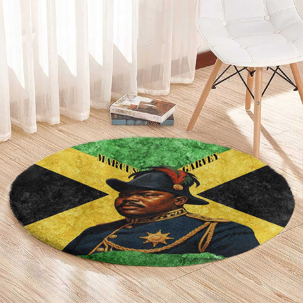 Marcus Garvey Round Carpet Jamaican Flag Theme African Fist Civil Rights Symbol Pan African Tribute Design - African Pride