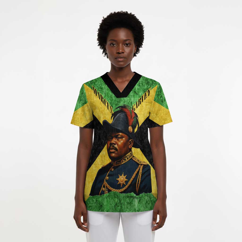 Marcus Garvey Scrub Top Jamaican Flag Theme African Fist Civil Rights Symbol Pan African Tribute Design - African Pride