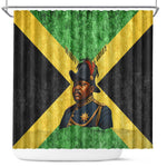 Marcus Garvey Shower Curtain Jamaican Flag Theme African Fist Civil Rights Symbol Pan African Tribute Design - African Pride