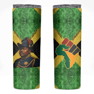 Marcus Garvey Skinny Tumbler Jamaican Flag Theme African Fist Civil Rights Symbol Pan African Tribute Design - African Pride