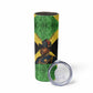 Marcus Garvey Skinny Tumbler Jamaican Flag Theme African Fist Civil Rights Symbol Pan African Tribute Design - African Pride